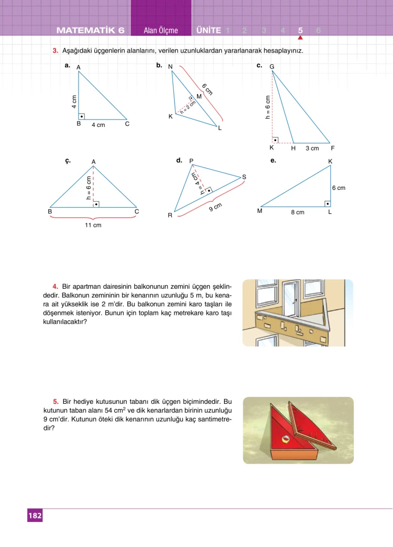 6. Sınıf Matematik Ders Kitabı Cevapları Koza Yayınları Sayfa 182