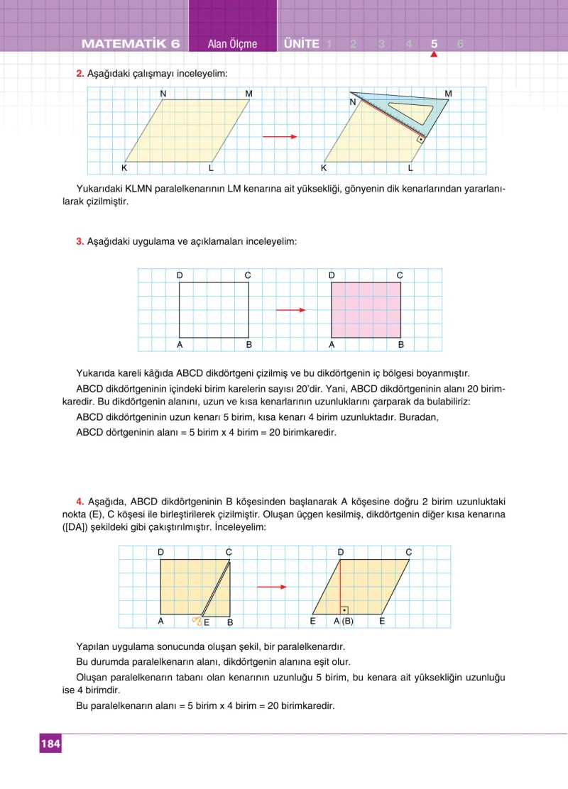 6. Sınıf Matematik Ders Kitabı Cevapları Koza Yayınları Sayfa 184