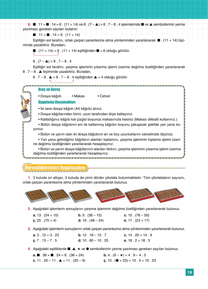 6. Sınıf Matematik Ders Kitabı Cevapları Koza Yayınları Sayfa 19