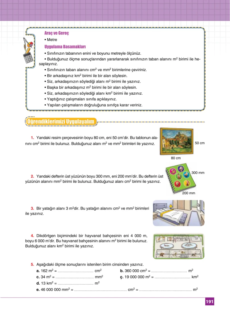 6. Sınıf Matematik Ders Kitabı Cevapları Koza Yayınları Sayfa 191