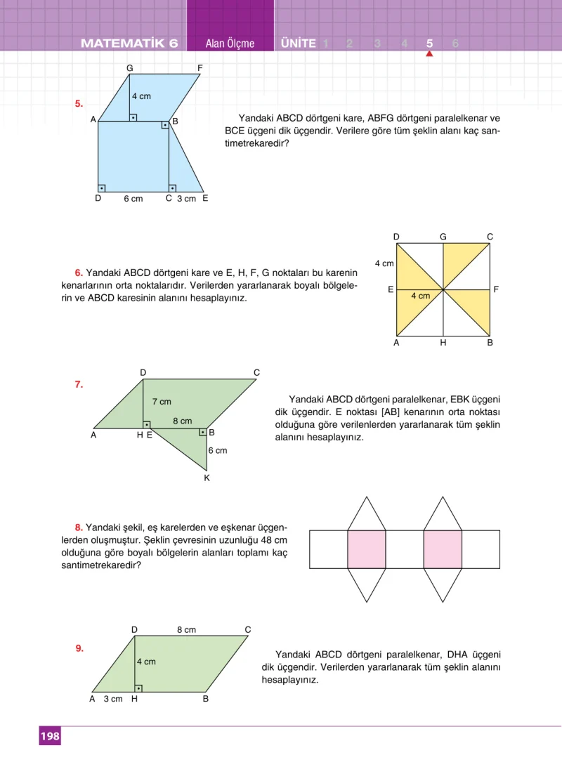 6. Sınıf Matematik Ders Kitabı Cevapları Koza Yayınları Sayfa 198