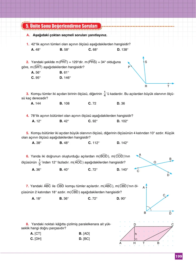 6. Sınıf Matematik Ders Kitabı Cevapları Koza Yayınları Sayfa 199