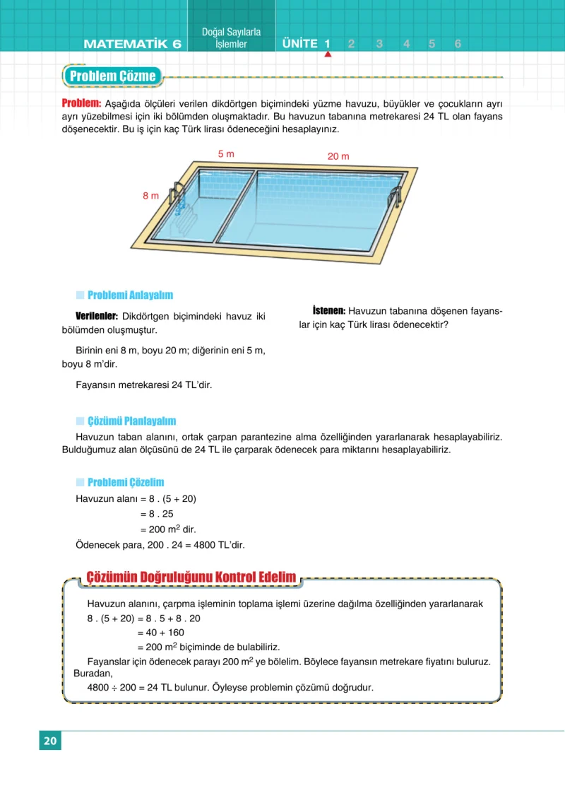 6. Sınıf Matematik Ders Kitabı Cevapları Koza Yayınları Sayfa 20