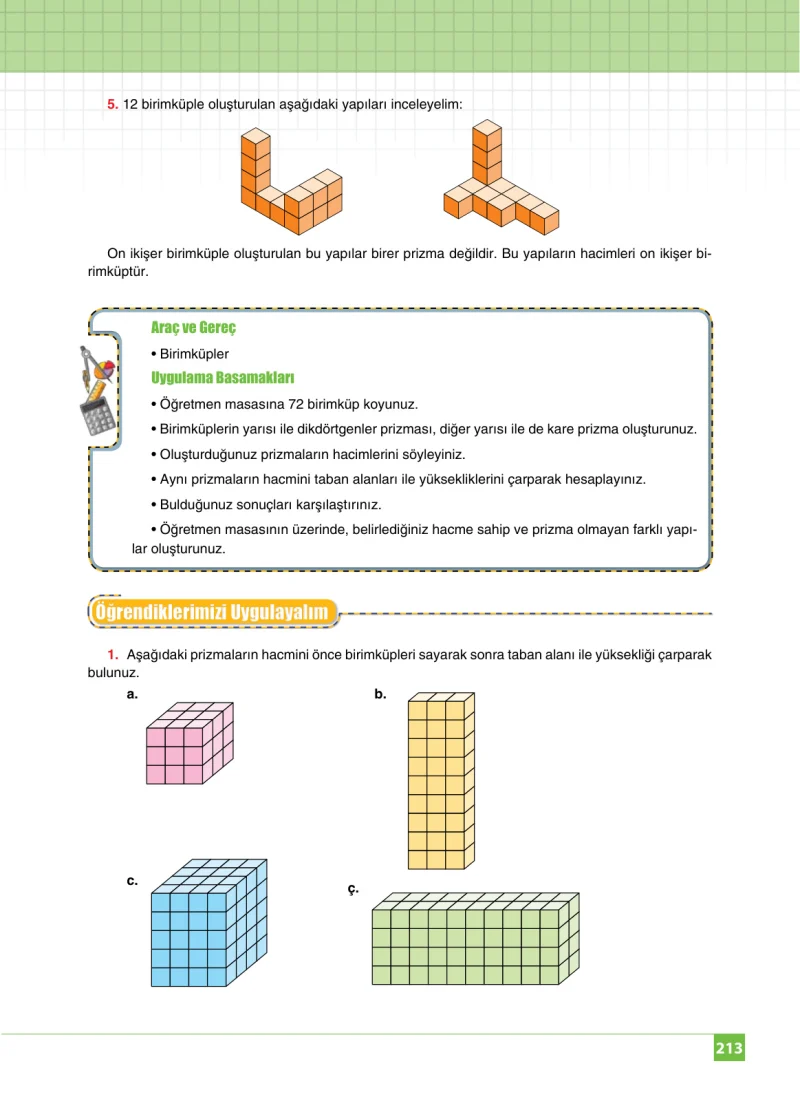 6. Sınıf Matematik Ders Kitabı Cevapları Koza Yayınları Sayfa 213