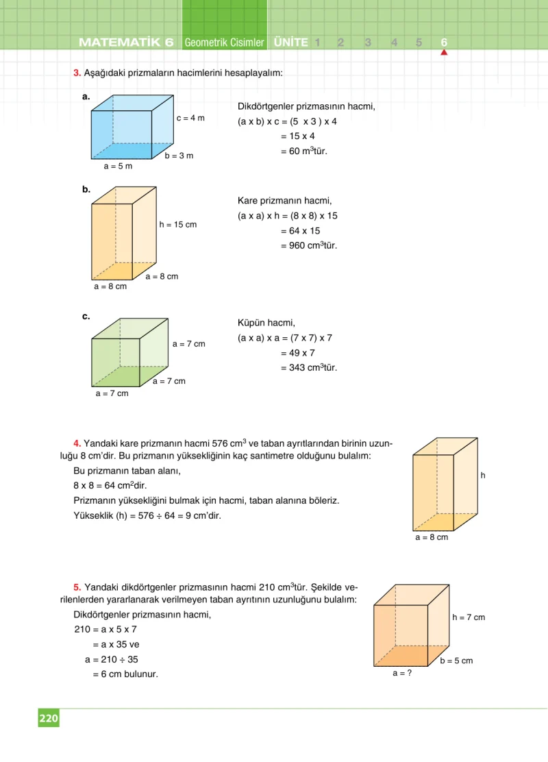 6. Sınıf Matematik Ders Kitabı Cevapları Koza Yayınları Sayfa 220