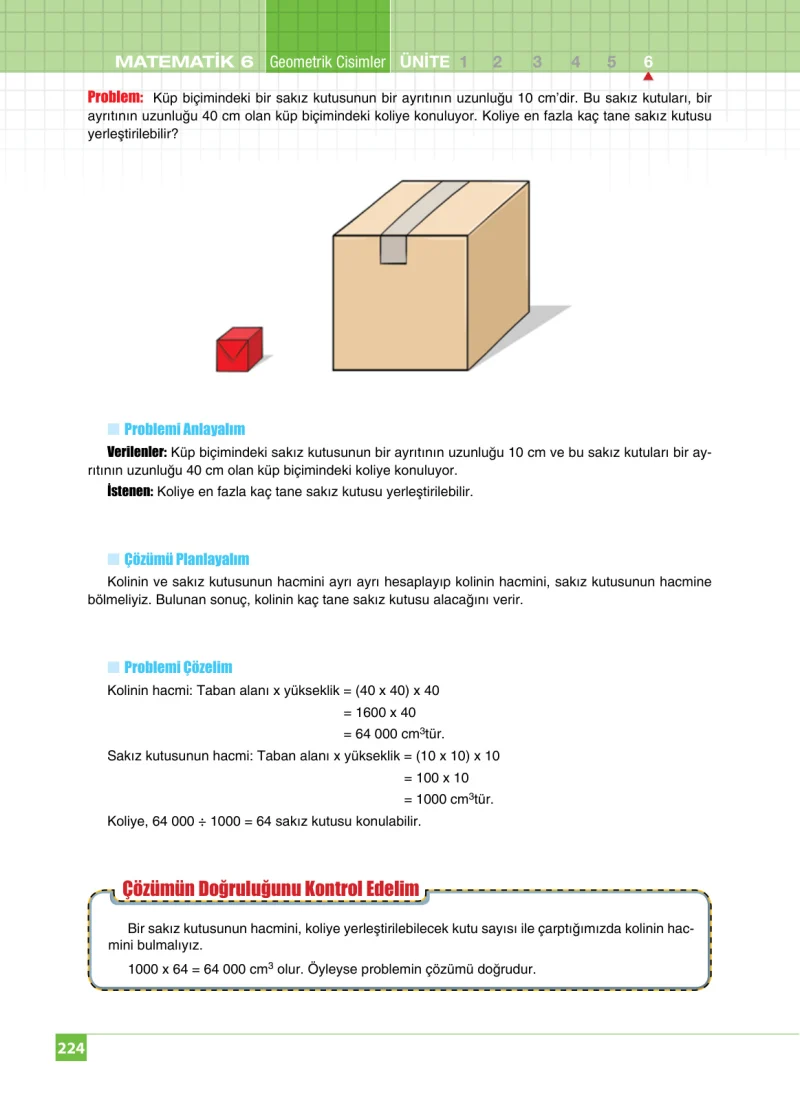 6. Sınıf Matematik Ders Kitabı Cevapları Koza Yayınları Sayfa 224