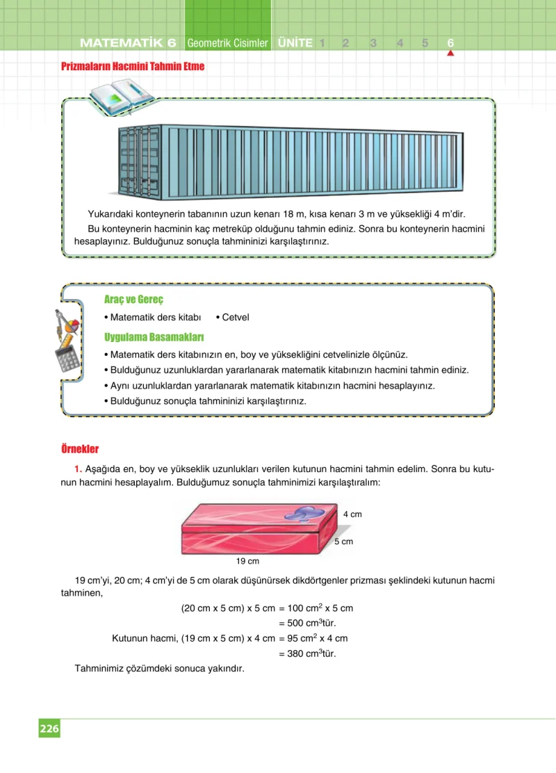 6. Sınıf Matematik Ders Kitabı Cevapları Koza Yayınları Sayfa 226