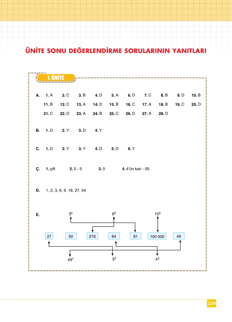 6. Sınıf Matematik Ders Kitabı Cevapları Koza Yayınları Sayfa 239