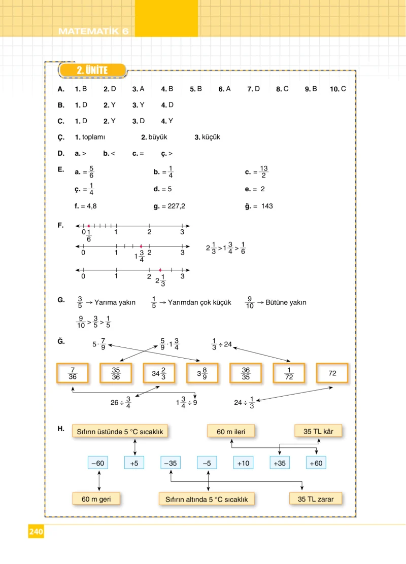 6. Sınıf Matematik Ders Kitabı Cevapları Koza Yayınları Sayfa 240