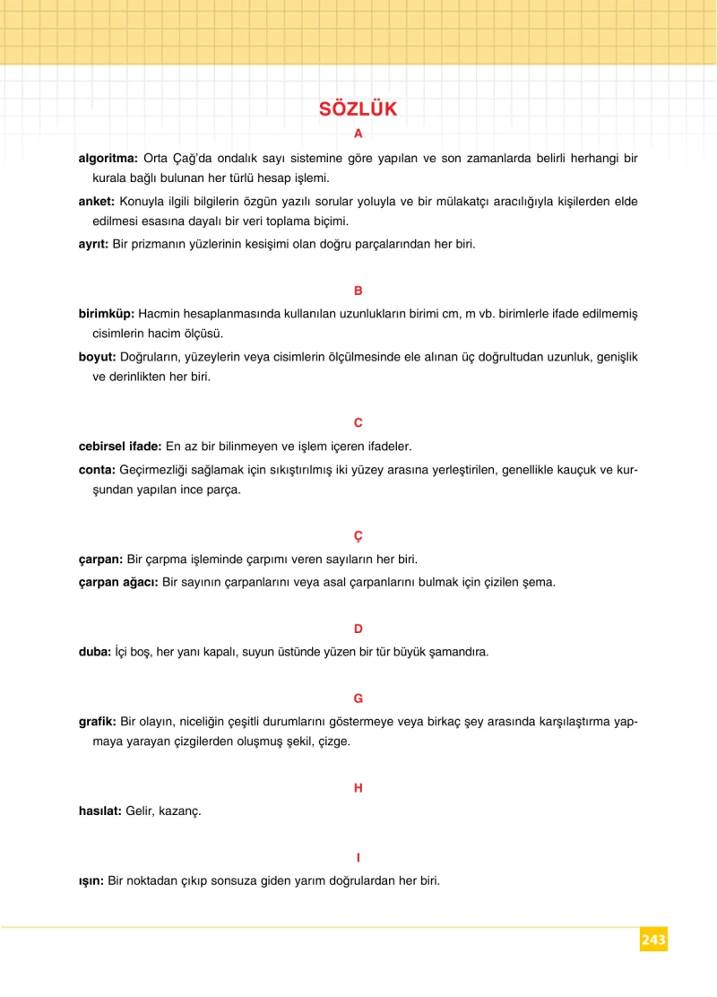 6. Sınıf Matematik Ders Kitabı Cevapları Koza Yayınları Sayfa 243
