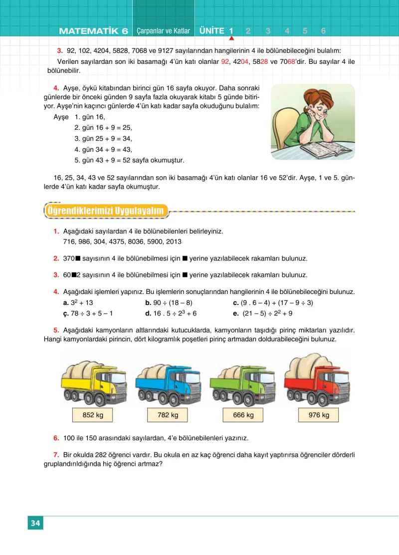 6. Sınıf Matematik Ders Kitabı Cevapları Koza Yayınları Sayfa 34