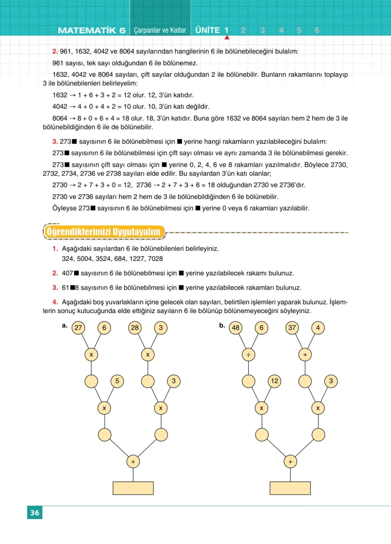 6. Sınıf Matematik Ders Kitabı Cevapları Koza Yayınları Sayfa 36
