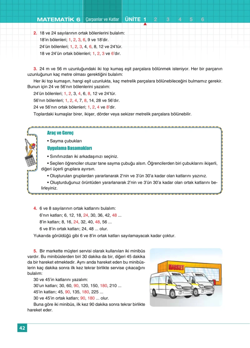 6. Sınıf Matematik Ders Kitabı Cevapları Koza Yayınları Sayfa 42