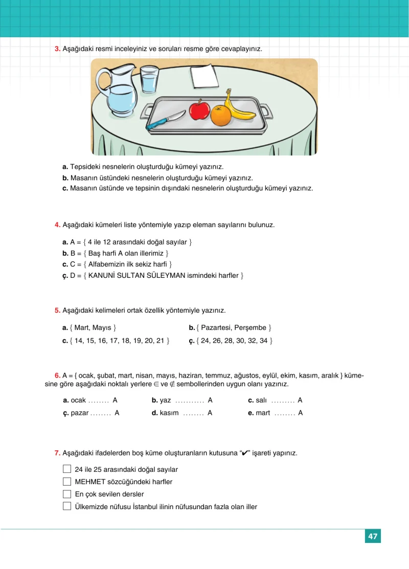 6. Sınıf Matematik Ders Kitabı Cevapları Koza Yayınları Sayfa 47