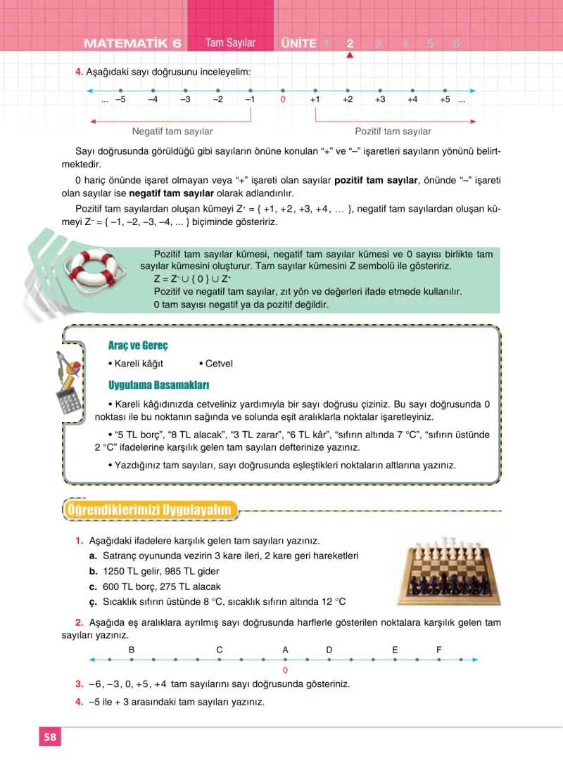 6. Sınıf Matematik Ders Kitabı Cevapları Koza Yayınları Sayfa 58