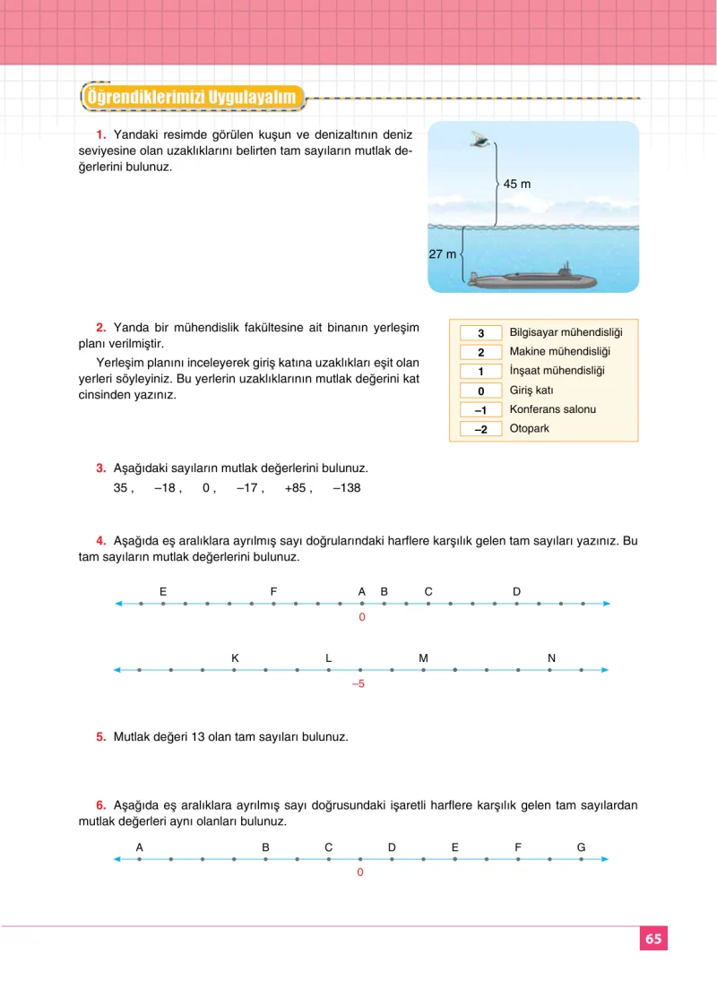 6. Sınıf Matematik Ders Kitabı Cevapları Koza Yayınları Sayfa 65