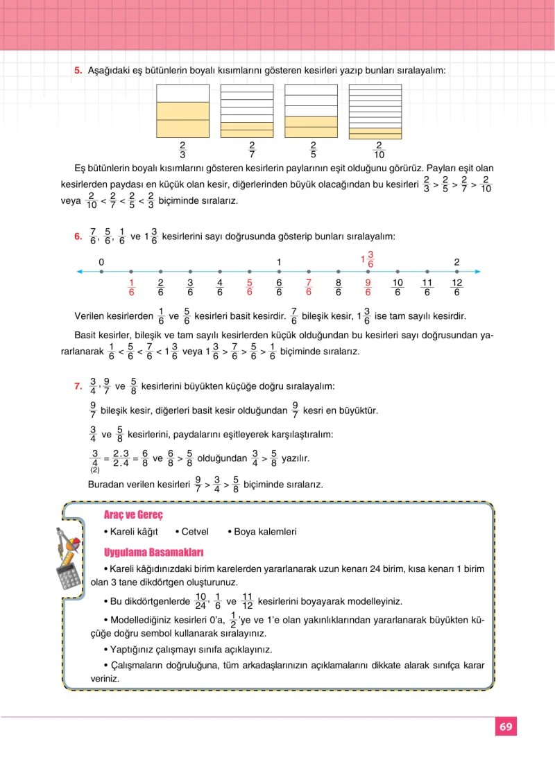 6. Sınıf Matematik Ders Kitabı Cevapları Koza Yayınları Sayfa 69