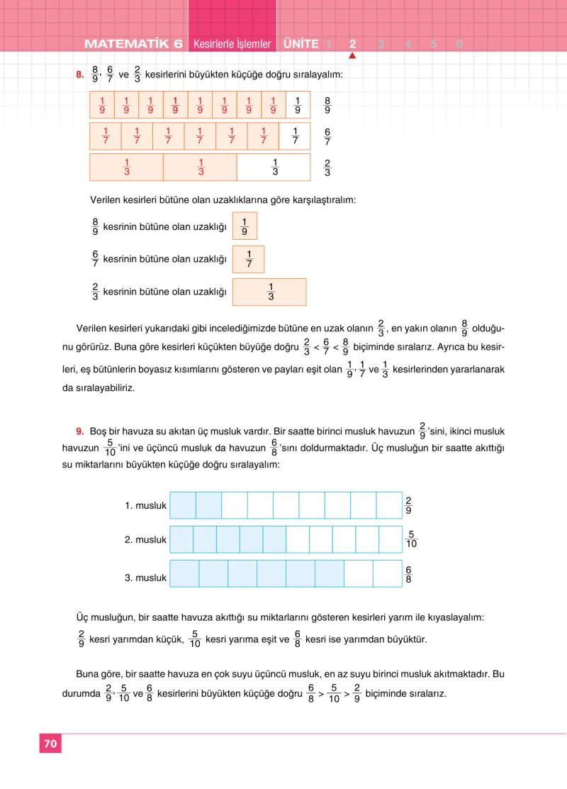 6. Sınıf Matematik Ders Kitabı Cevapları Koza Yayınları Sayfa 70