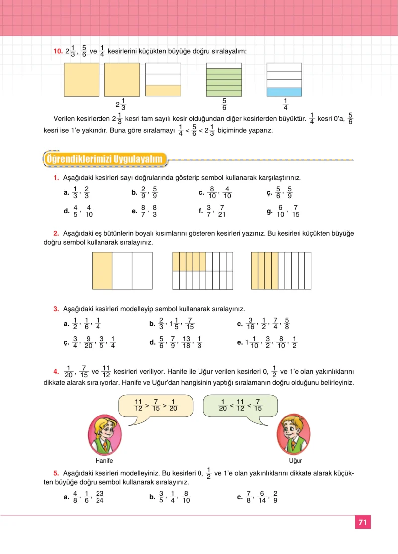 6. Sınıf Matematik Ders Kitabı Cevapları Koza Yayınları Sayfa 71