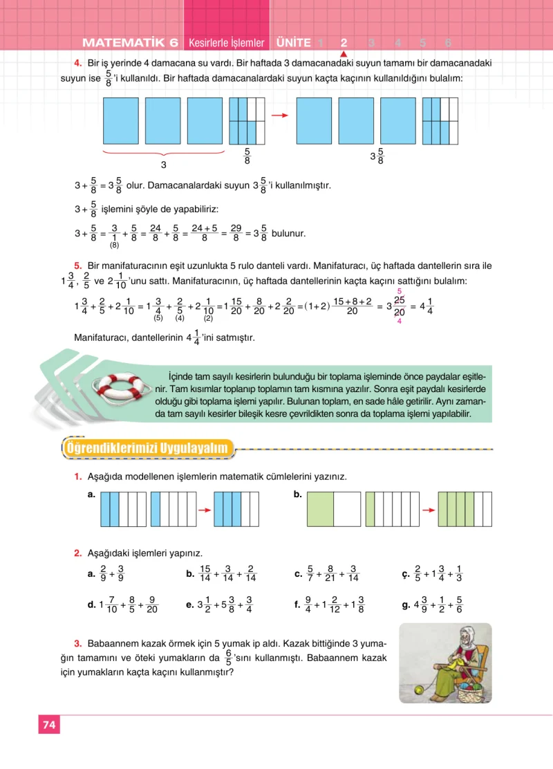 6. Sınıf Matematik Ders Kitabı Cevapları Koza Yayınları Sayfa 74