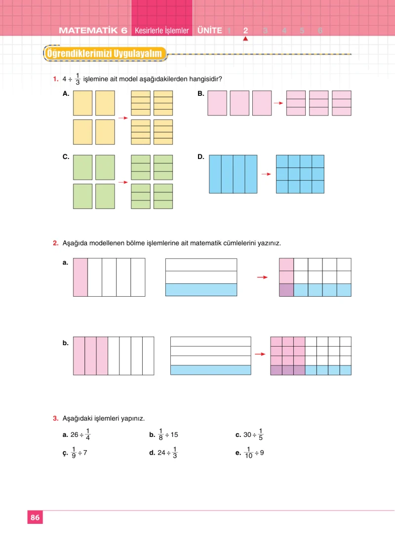 6. Sınıf Matematik Ders Kitabı Cevapları Koza Yayınları Sayfa 86