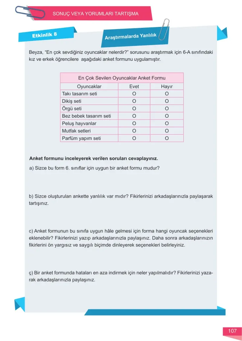 6. Sınıf Matematik Ders Kitabı Cevapları Meb Yayınları 1 Sayfa 107