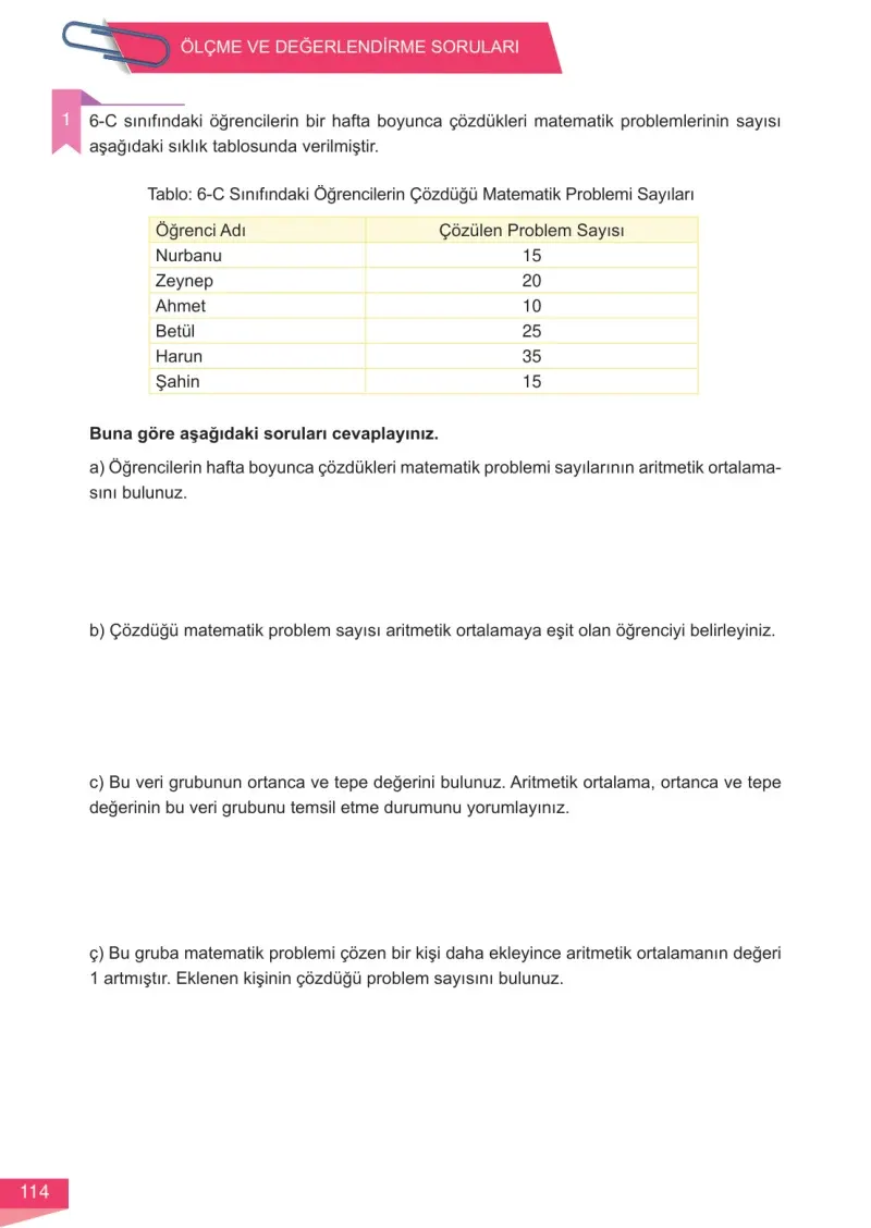 6. Sınıf Matematik Ders Kitabı Cevapları Meb Yayınları 1 Sayfa 114