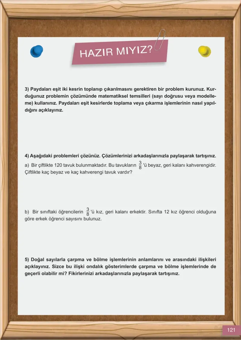6. Sınıf Matematik Ders Kitabı Cevapları Meb Yayınları 1 Sayfa 121