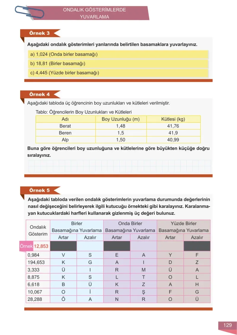 6. Sınıf Matematik Ders Kitabı Cevapları Meb Yayınları 1 Sayfa 129