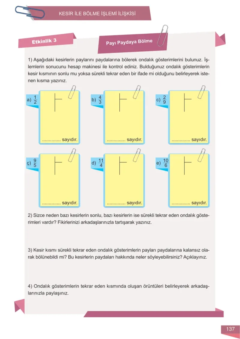 6. Sınıf Matematik Ders Kitabı Cevapları Meb Yayınları 1 Sayfa 137