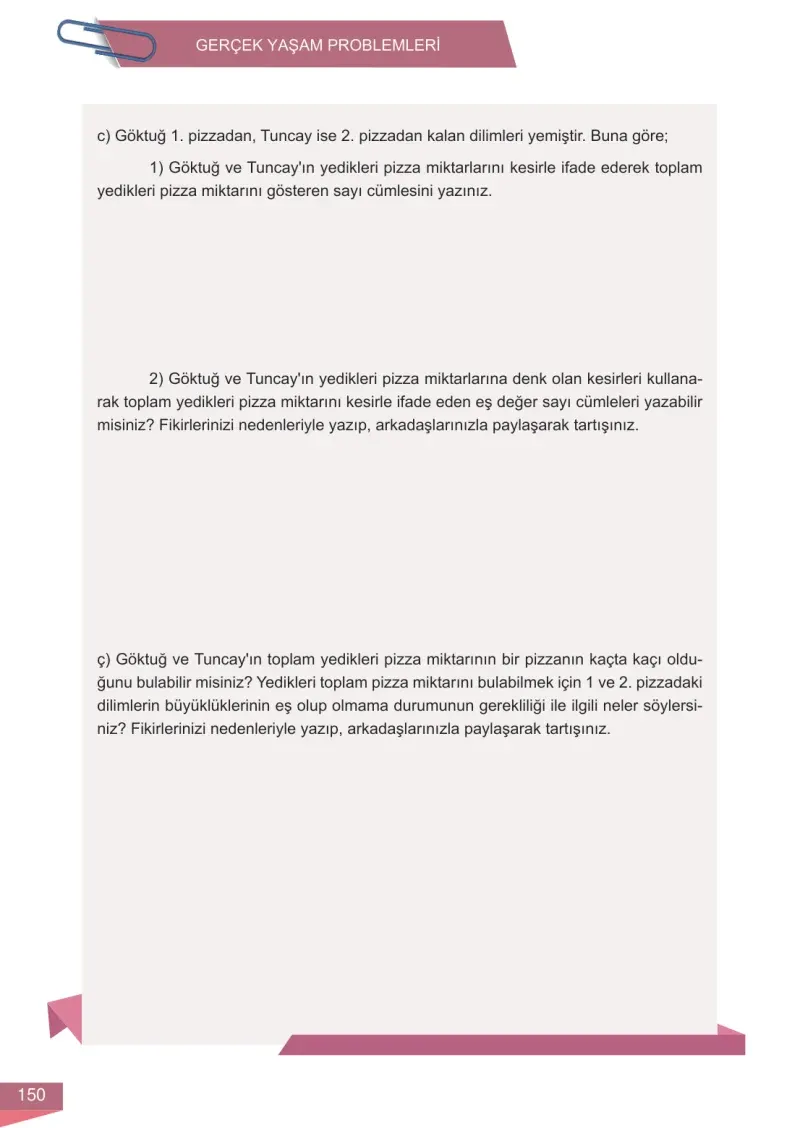 6. Sınıf Matematik Ders Kitabı Cevapları Meb Yayınları 1 Sayfa 150