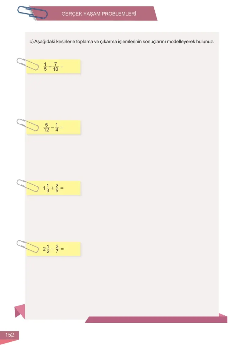 6. Sınıf Matematik Ders Kitabı Cevapları Meb Yayınları 1 Sayfa 152