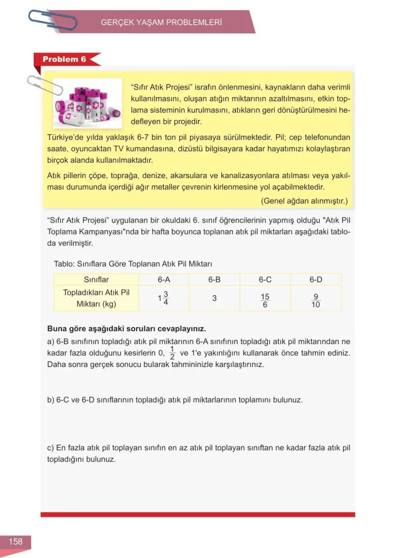 6. Sınıf Matematik Ders Kitabı Cevapları Meb Yayınları 1 Sayfa 158