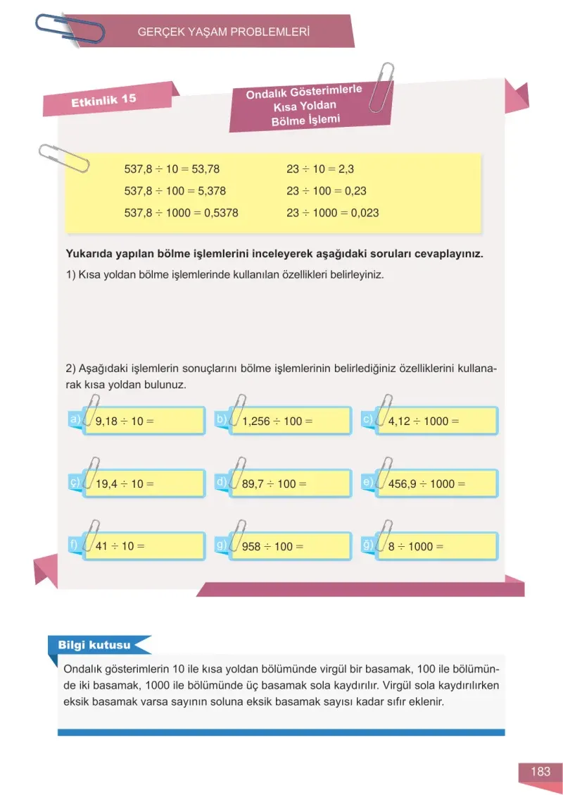 6. Sınıf Matematik Ders Kitabı Cevapları Meb Yayınları 1 Sayfa 183