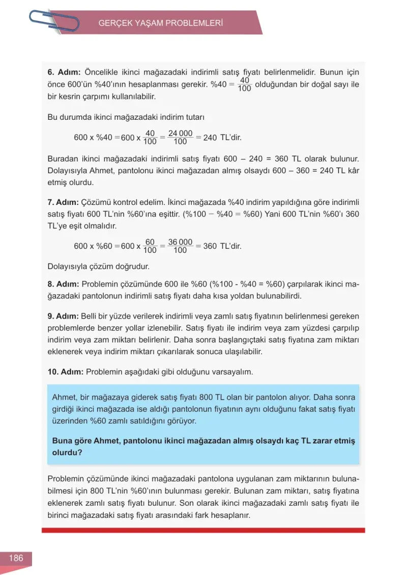 6. Sınıf Matematik Ders Kitabı Cevapları Meb Yayınları 1 Sayfa 186