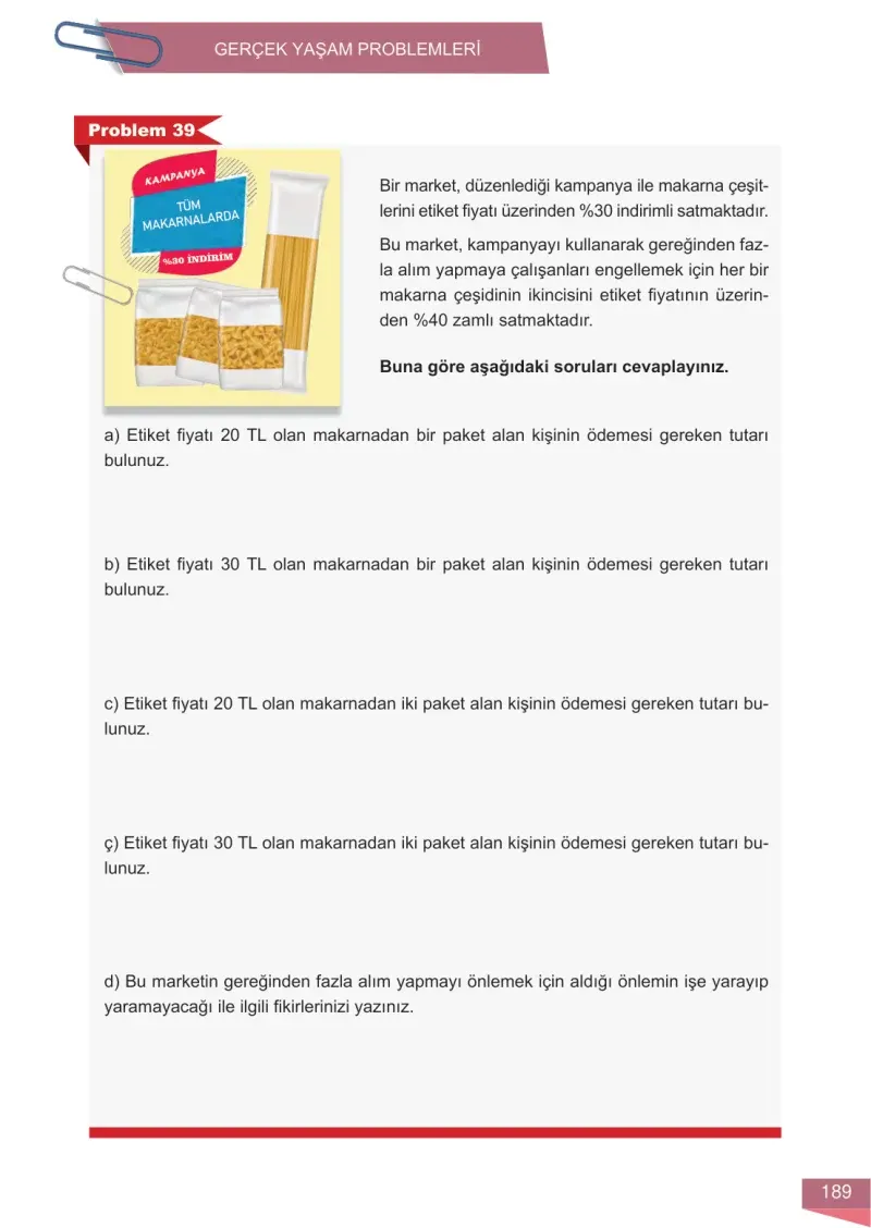 6. Sınıf Matematik Ders Kitabı Cevapları Meb Yayınları 1 Sayfa 189