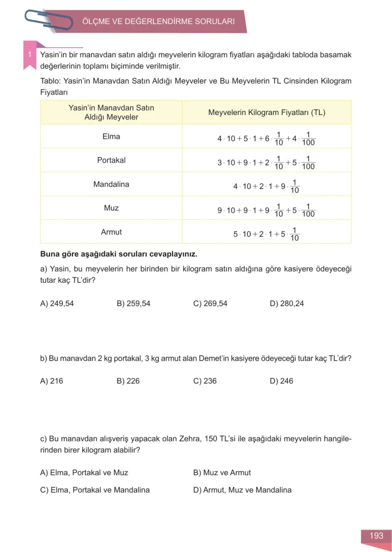 6. Sınıf Matematik Ders Kitabı Cevapları Meb Yayınları 1 Sayfa 193