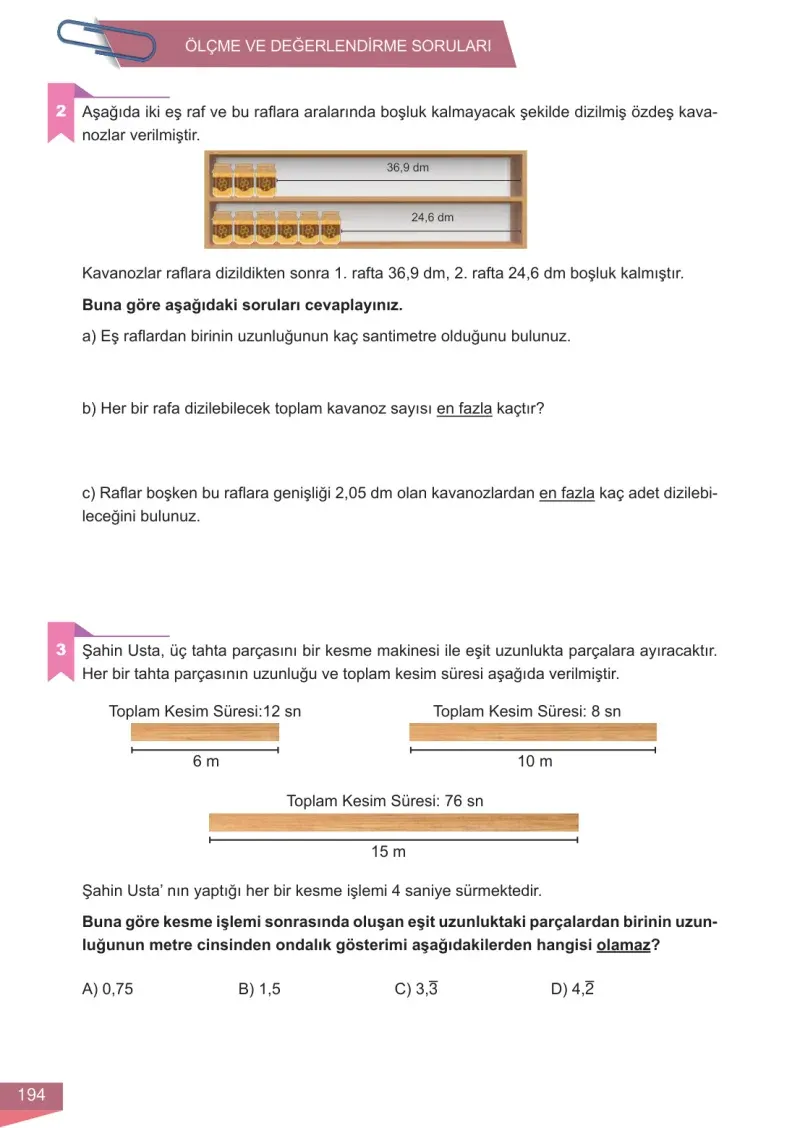 6. Sınıf Matematik Ders Kitabı Cevapları Meb Yayınları 1 Sayfa 194
