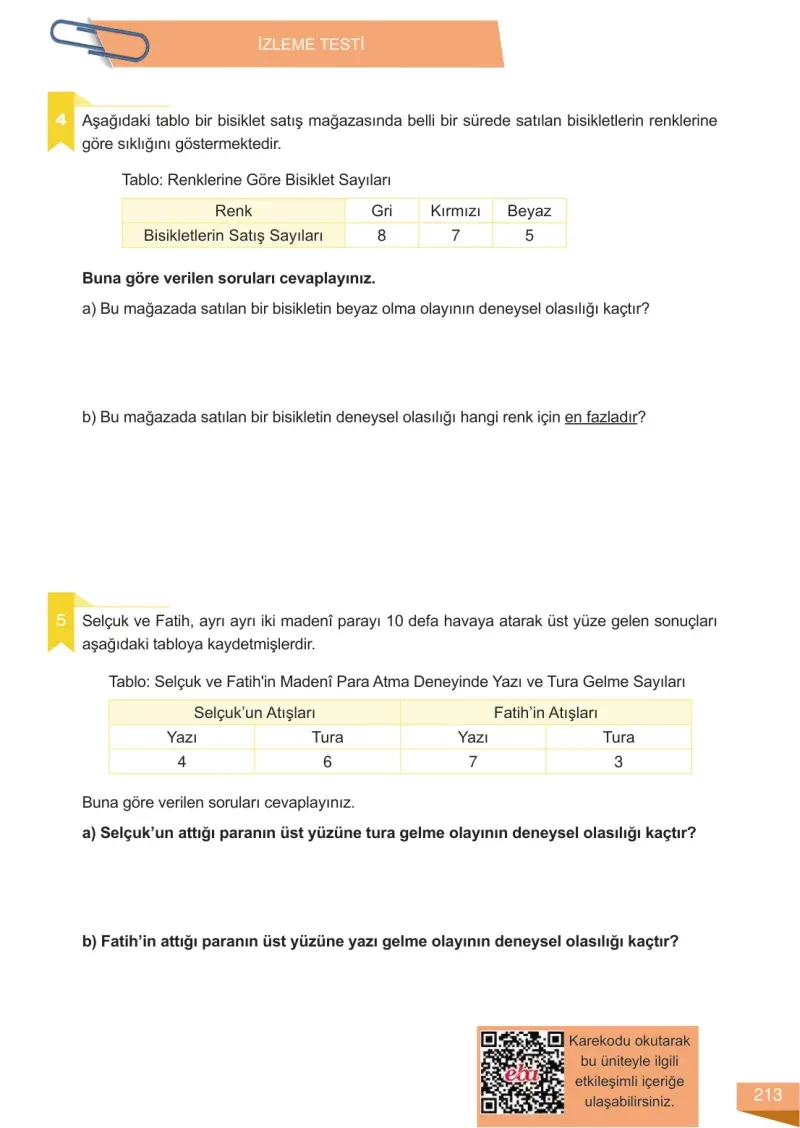 6. Sınıf Matematik Ders Kitabı Cevapları Meb Yayınları 1 Sayfa 213