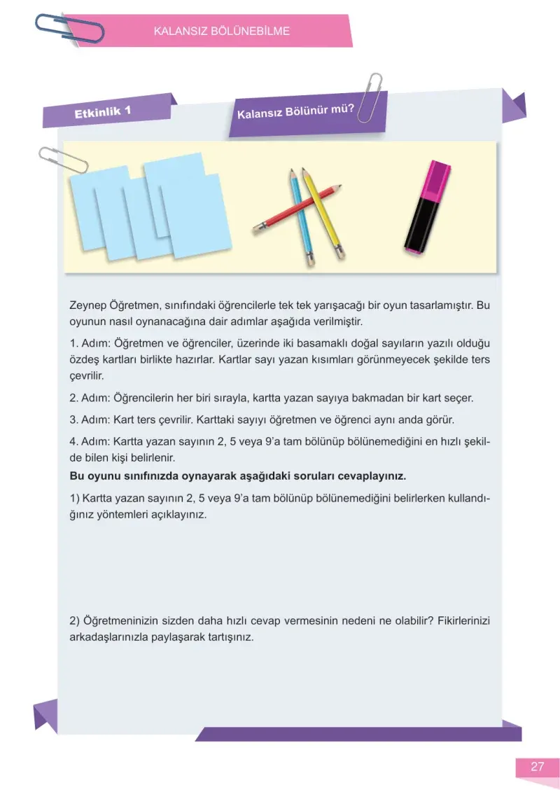 6. Sınıf Matematik Ders Kitabı Cevapları Meb Yayınları 1 Sayfa 27