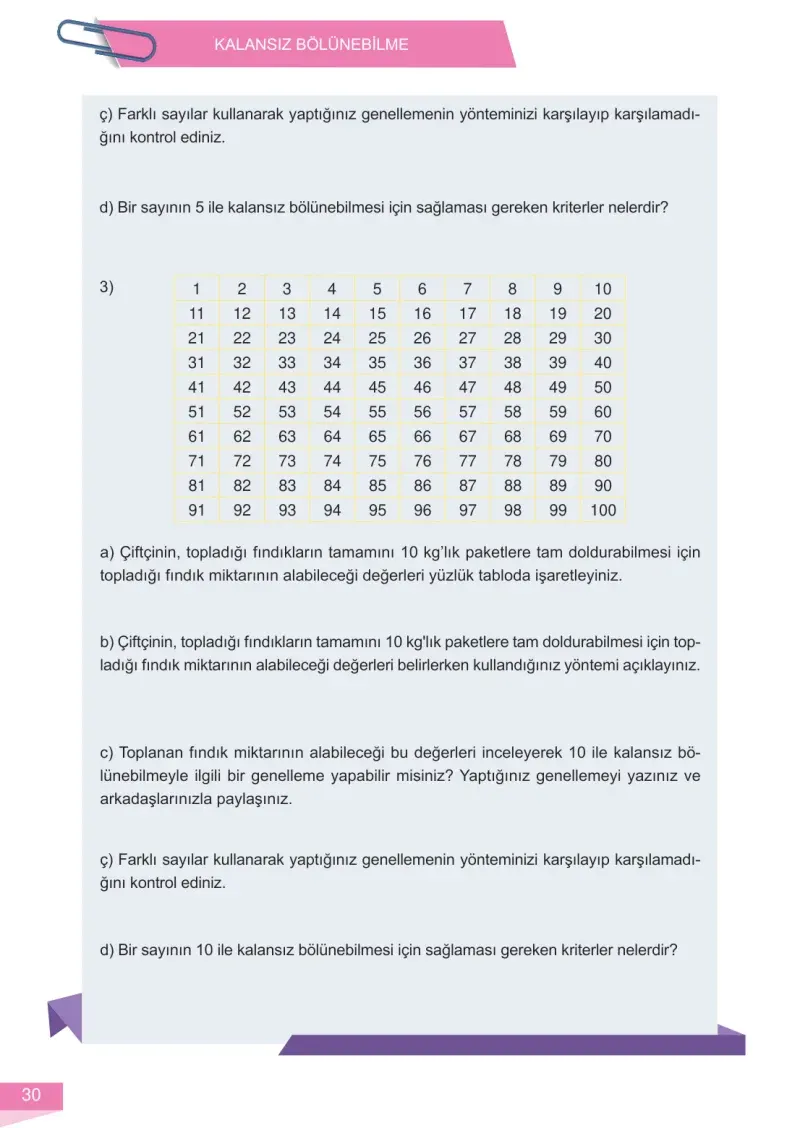 6. Sınıf Matematik Ders Kitabı Cevapları Meb Yayınları 1 Sayfa 30