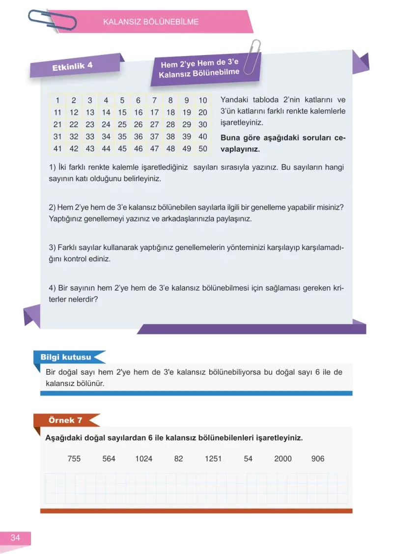 6. Sınıf Matematik Ders Kitabı Cevapları Meb Yayınları 1 Sayfa 34