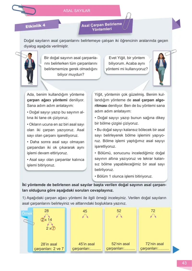 6. Sınıf Matematik Ders Kitabı Cevapları Meb Yayınları 1 Sayfa 43
