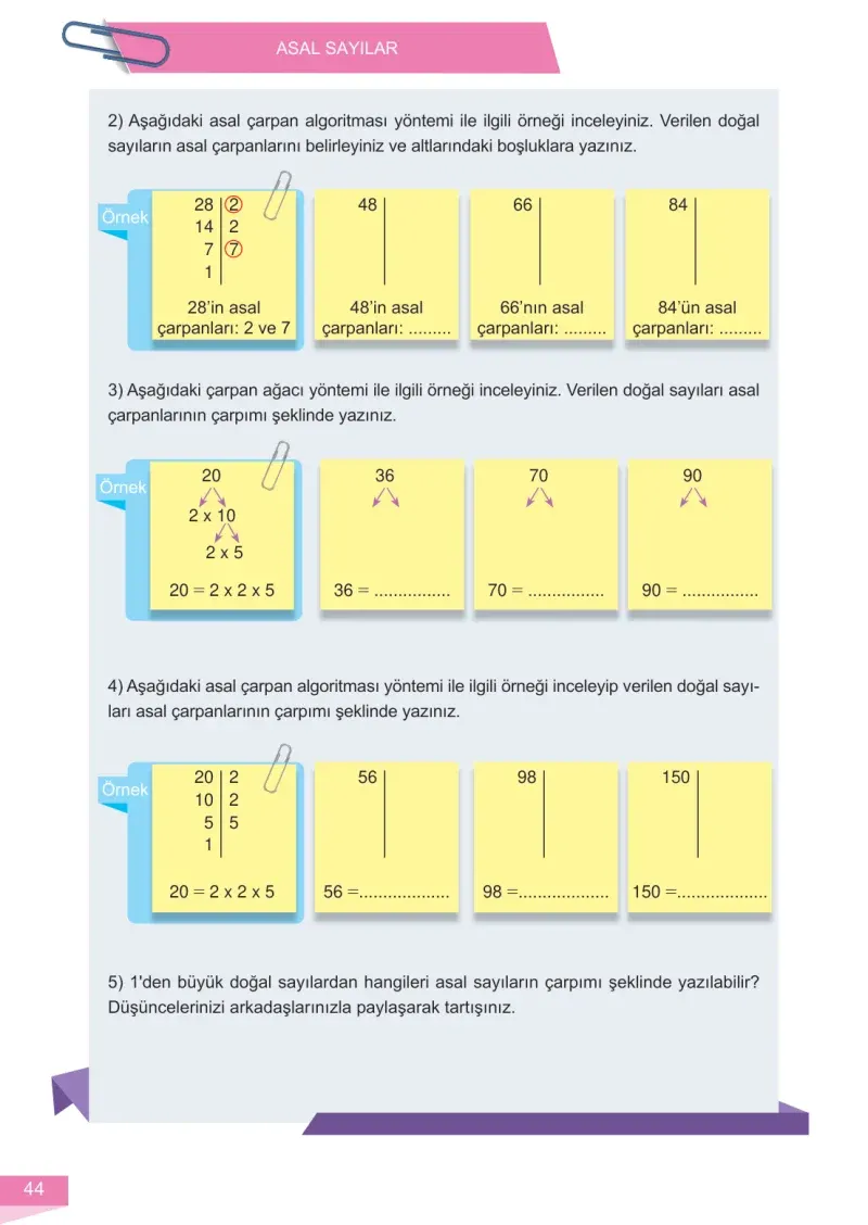 6. Sınıf Matematik Ders Kitabı Cevapları Meb Yayınları 1 Sayfa 44