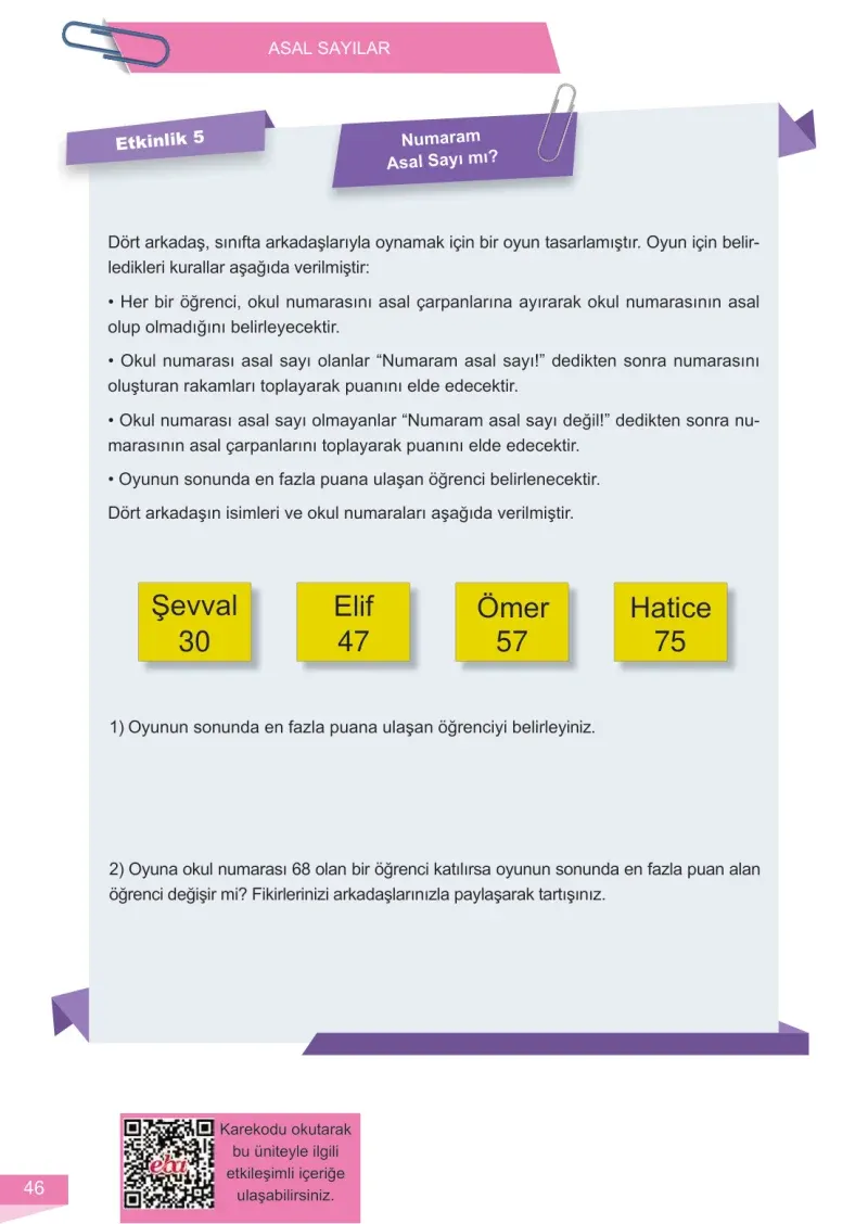 6. Sınıf Matematik Ders Kitabı Cevapları Meb Yayınları 1 Sayfa 46