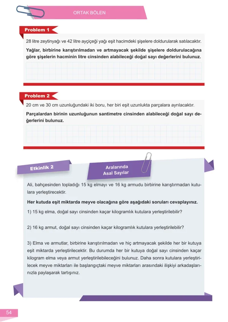 6. Sınıf Matematik Ders Kitabı Cevapları Meb Yayınları 1 Sayfa 54