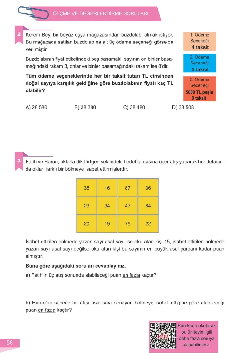 6. Sınıf Matematik Ders Kitabı Cevapları Meb Yayınları 1 Sayfa 58