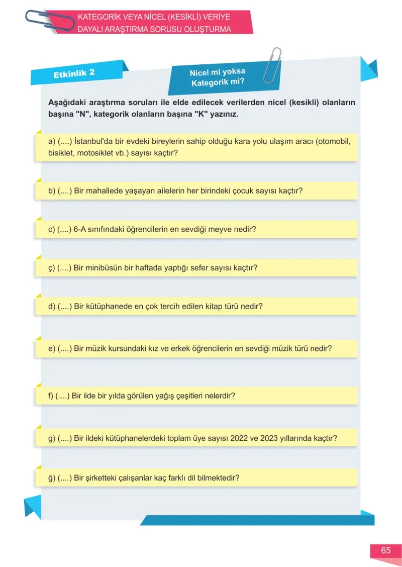 6. Sınıf Matematik Ders Kitabı Cevapları Meb Yayınları 1 Sayfa 65