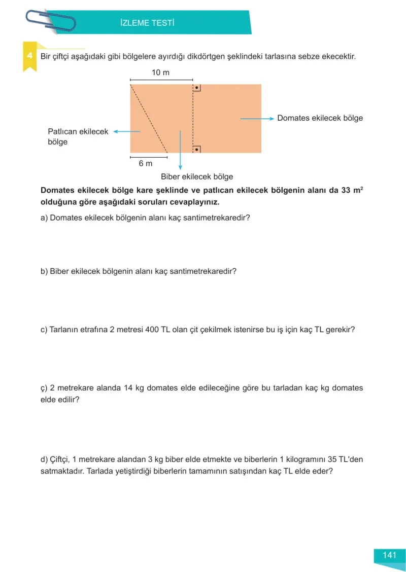 6. Sınıf Matematik Ders Kitabı Cevapları Meb Yayınları 2 Sayfa 141