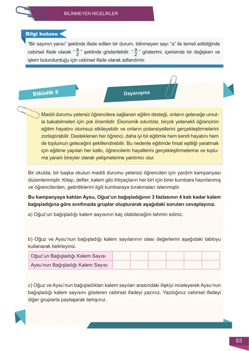 6. Sınıf Matematik Ders Kitabı Cevapları Meb Yayınları 2 Sayfa 63